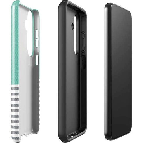 Teal and Grey Stripes Galaxy S25 Plus Impact Case